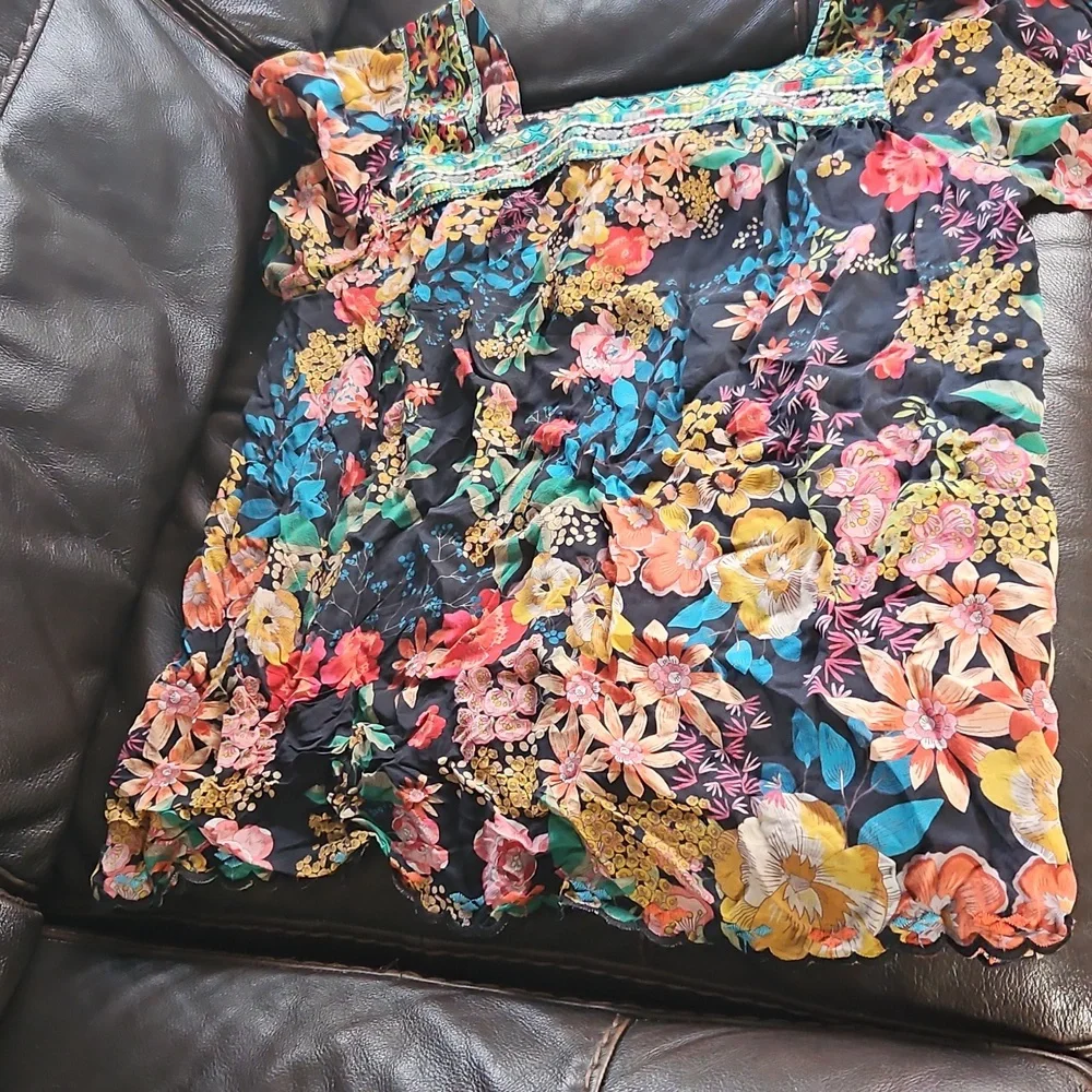 Johnny Was Multicolor Floral Embroidered Top - Picture 3 of 7